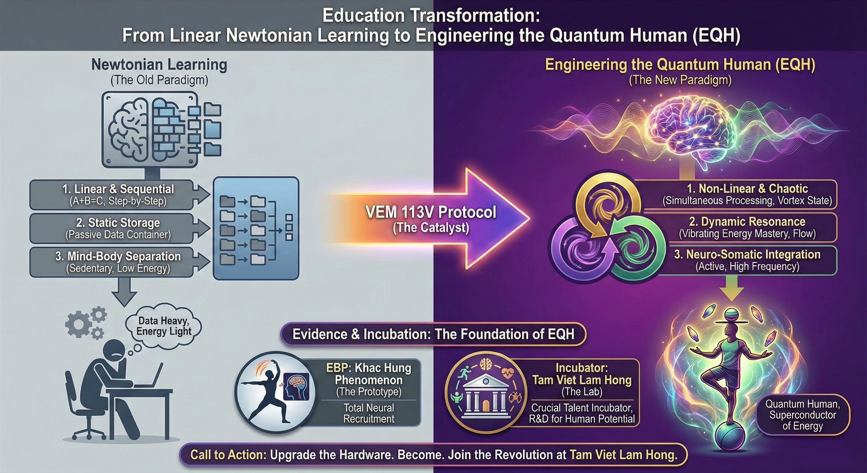 Education Transformation: From Linear Newtonian Learning to Engineering the Quantum Human (EQH)