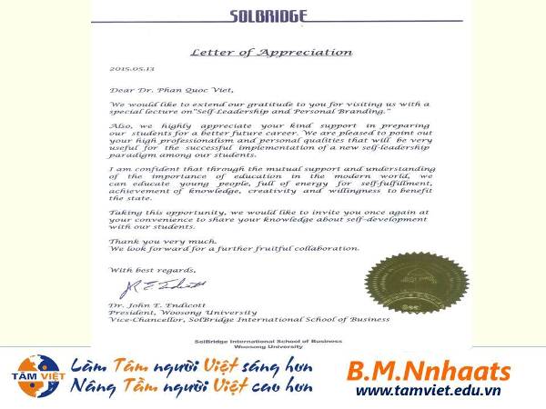 Leadership - Personal Branding - Trường ĐH Solbridge/Hàn Quốc